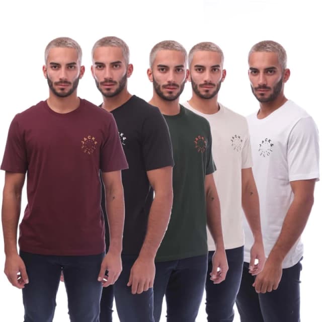 Jack and Jones Warrior L 5 Pack T-Shirts - Multi Multi S