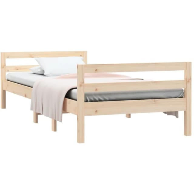 Vidaxl Bed Frame 90X190 Cm 3ft Single Solid Wood Pine, Brown 821634
