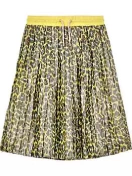 The Marc Jacobs Kids Pleated Animal Print Midi Skirt - Yellow , Multi, Size 6 Years, Women