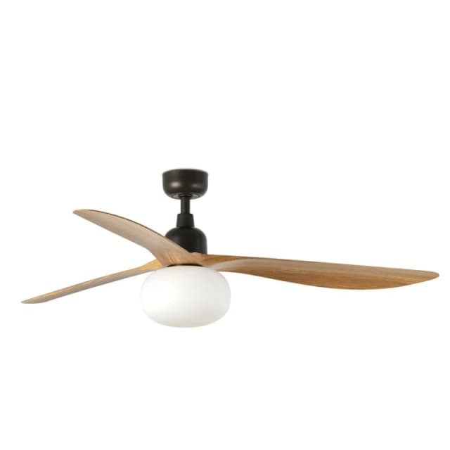 Netlighting Outwood Large 3 Blade Ceiling Fan Brown Oak Wood Light 1x E27 IP44 Brown Unisex