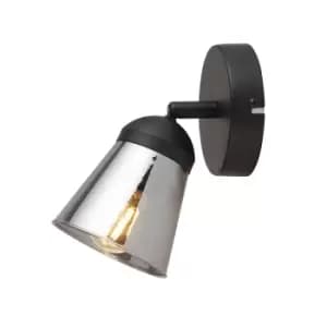 Searchlight Mega Single Spotlight - Matt Black & Smoked Glass