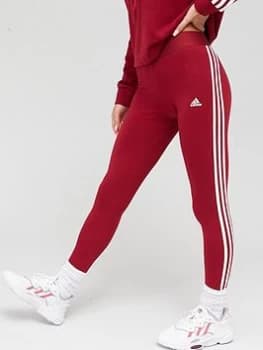 adidas Essentials 3 Stripes Leggings - Burgundy Size M Women