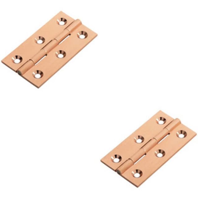 Loops 2x PAIR 64 x 35 x 2mm Cabinet Hinge Modern Satin Copper Cupboard Door Copper