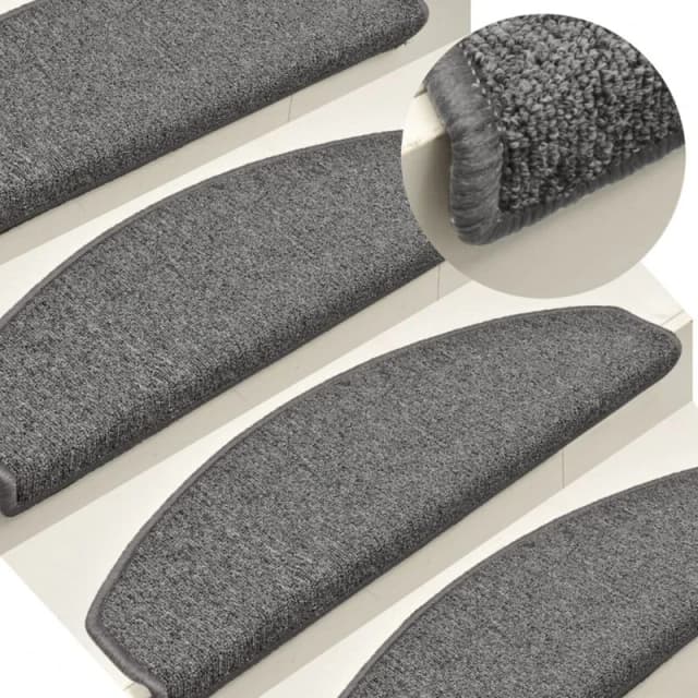 VIDAXL Stair Mats 15 pcs 65x24x4cm Dark Grey Half Round Large Vidaxl 8720286045930