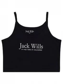 Jack Wills Girls Vest Top - Black, Size Age: 8-9 Years, Women
