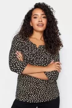 Spot Print Henley Top