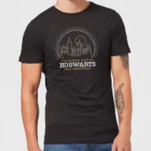 Harry Potter I'd Rather Stay At Hogwarts Mens Christmas T-Shirt - Black