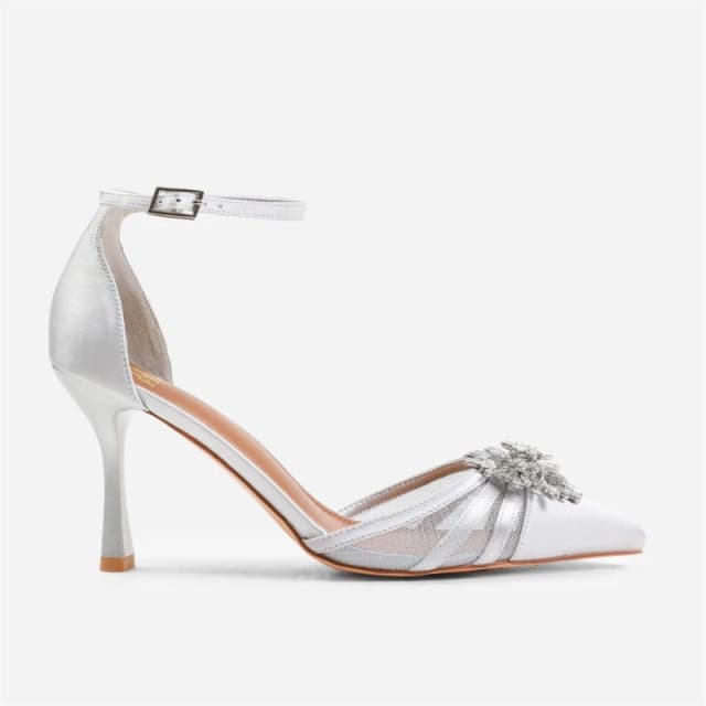 Where's That From 'Abia' High Heel With Pointed Toe And Diamante Detail Silver