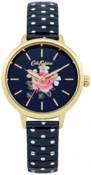 Cath Kidston Ladies Navy Polka Dot Expander Bracelet Watch