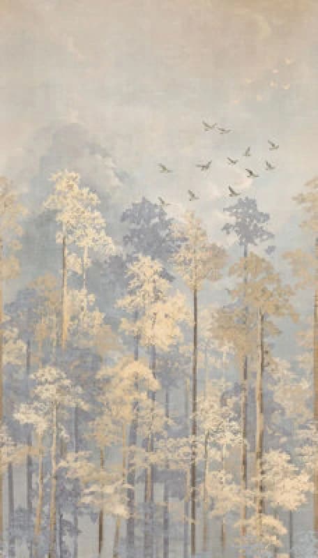 As Creation Bricoflor Non-Woven Wallpaper, Vintage Wallpaper, Bird, Forest & Tree In Beige, Blue - 8,80 X 0,53 M