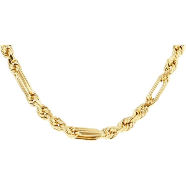 Be You 9ct Gold Hollow Dimaond Cut Figarope Chain Yellow Gold female 18in