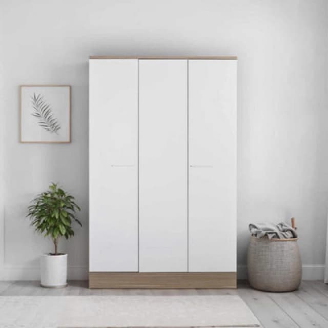 FWStyle FWStyle 3 Door Triple Wardrobe Two Tone White & Oak White One Size Unisex 5056413130853