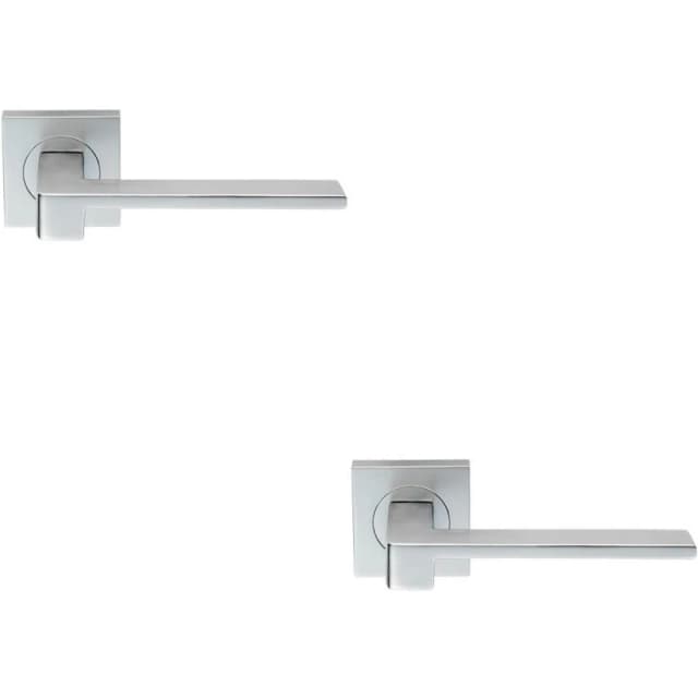 Loops 2x PAIR Flat Squared Bar Handle on Square Rose Concealed Fix Satin Chrome Multi