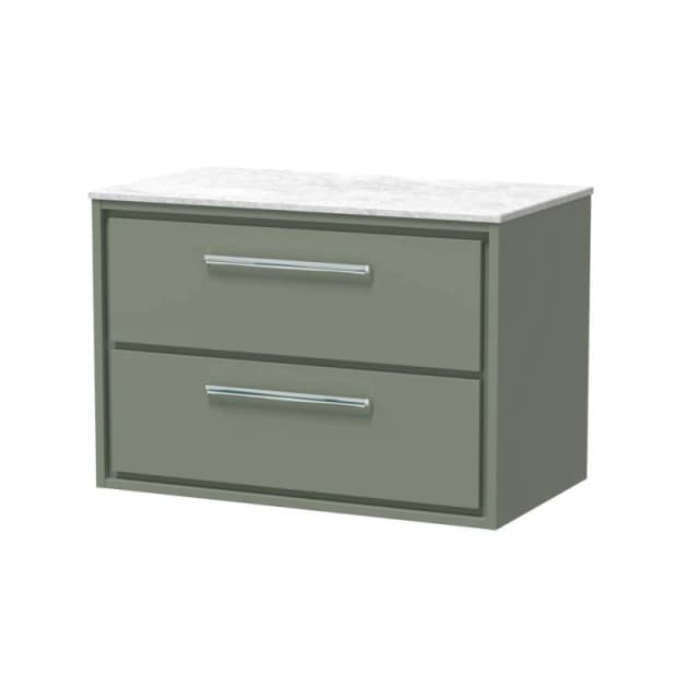 Balterley 800mm Wall Hung 2-Drawer Vanity with Marble Worktop - Fern Green Green Unisex
