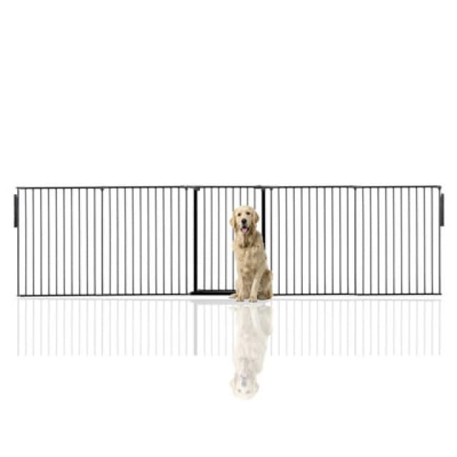 Bettacare Premium Extra Tall Multi Panel Flexible Dog Barrier, Up To 370Cm Wide, Black, 105Cm Tall
