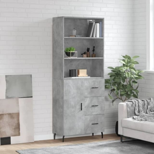 VIDAXL Highboard Concrete Grey 69.5x34x180cm Engineered Wood Vidaxl 8720845928322