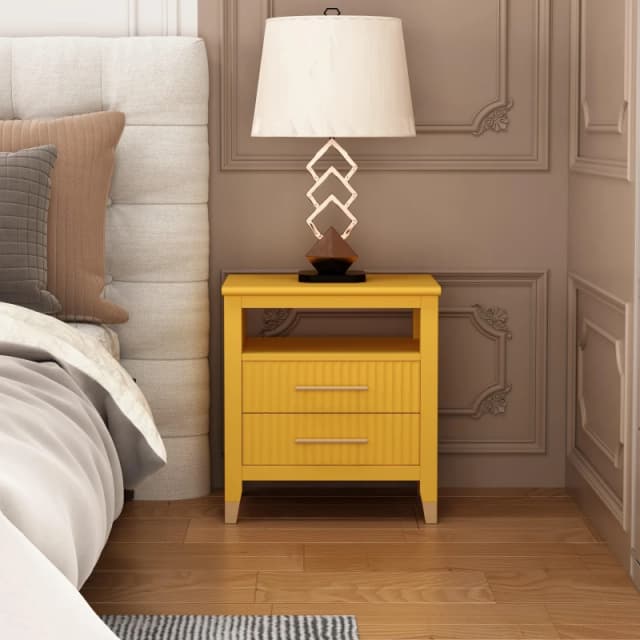 Cabinet Bits Biasi 2 Drawer Bedside Table in Mustard Mustard Unisex
