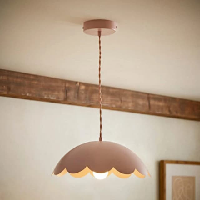 Valuelights Millie Rose Pink Scallop Pendant Ceiling Light