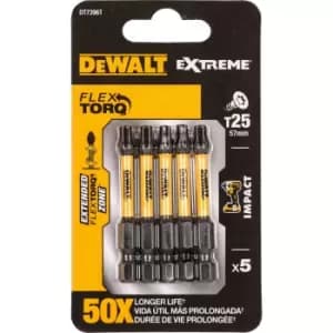 DEWALT Torx Extreme Impact Torsion Screwdriver Bit T25 50mm Pack of 5