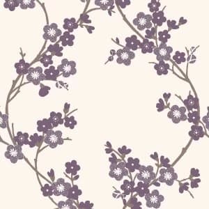 Graham and Brown Super Fresco Cherry Blossom Wallpaper - Plum