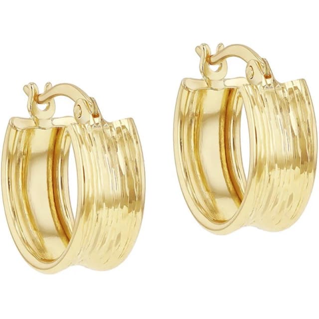 Be You 9ct Gold Diamond Cut Creole Hoop Earring Yellow Gold female One Size