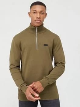 Hugo Boss San Giuseppe Quarter Zip Knitted Jumper Beige Size L Men