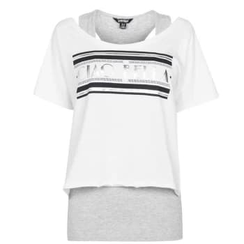 Golddigga Double Layer T Shirt Ladies - White/Grey M