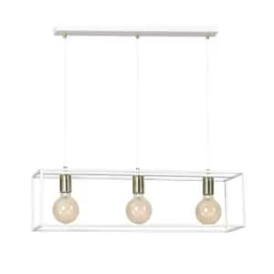 Karmen White Bar Pendant Ceiling Light 3x E27