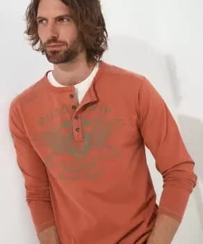 Motorcycle Club Slogan Graphic Long Sleeve Henley