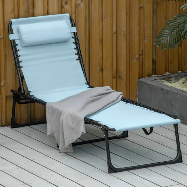 Outsunny Folding Beach Chair w/ 4 Adjustable Positions Blue 84B-206GN