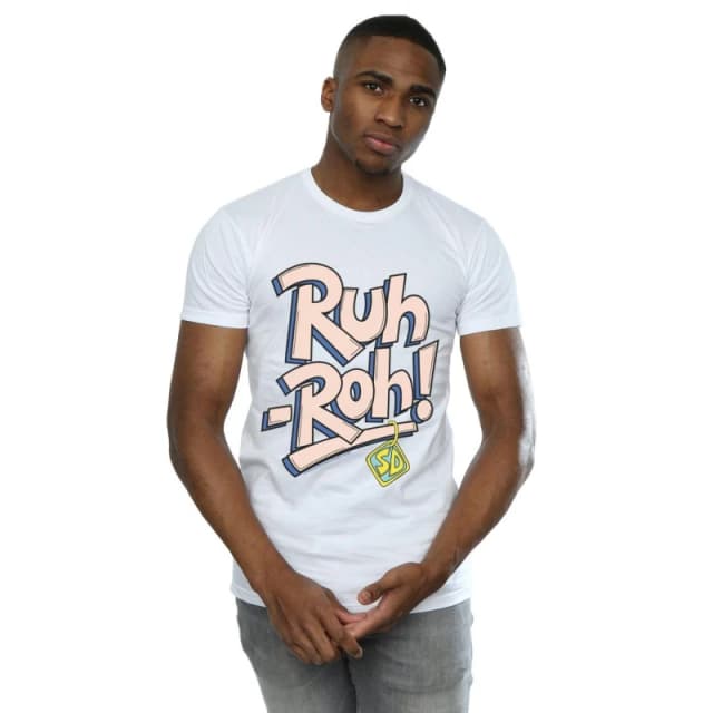 Scooby Doo Scooby Doo Men Ruh-Roh Dog Tag T-Shirt in White Size: Small White S Male 5059400892185