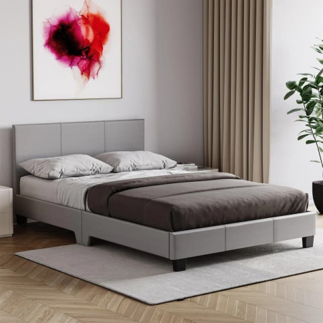 Lassic Lisbon Small Double Faux Leather Bed UKFR Grey unisex S Double