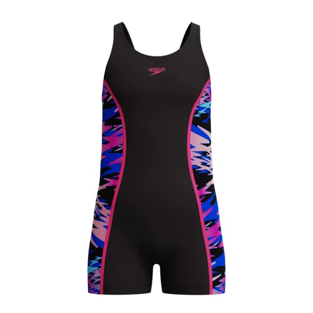 Speedo Kids Hb Legsuit One Piece Swimsuit Anth/Pink female 9-10 (M)