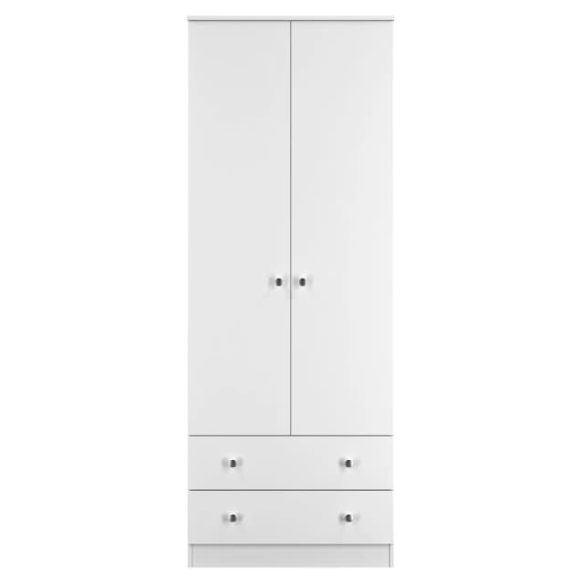 Welcome Furniture Ready Assembled Yarmouth Tall 2 Drawer Wardrobe In White & White YAR081WGW