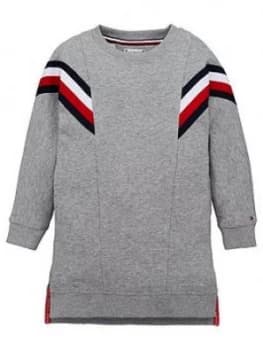 Tommy Hilfiger Girls Global Stripe Sweat Dress - Grey