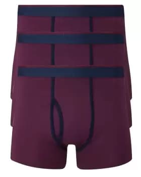 Cotton Traders Mens 3 Pack Contrast Trunks in Red