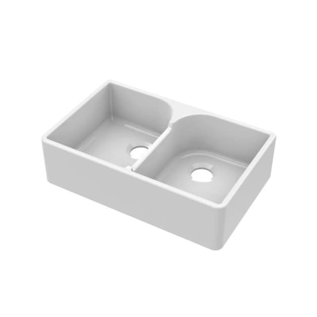 Balterley Double Bowl Stepped Weir Butler Sink No Overflow No Tap Hole 795mm White