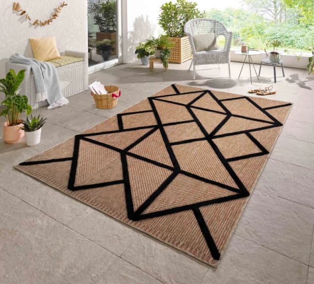 Harper Prism Pattern Water Resistant Indoor Area Rugs Black 200X290 Cm