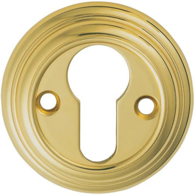 Loops 55mm Euro Profile Round Escutcheon Reeded Design Polished Brass Keyhole Cover Metallics unisex