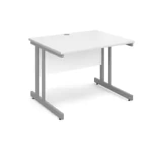 Office Desk Rectangular Desk 1000mm White Tops With Silver Frames 800mm Depth Momento