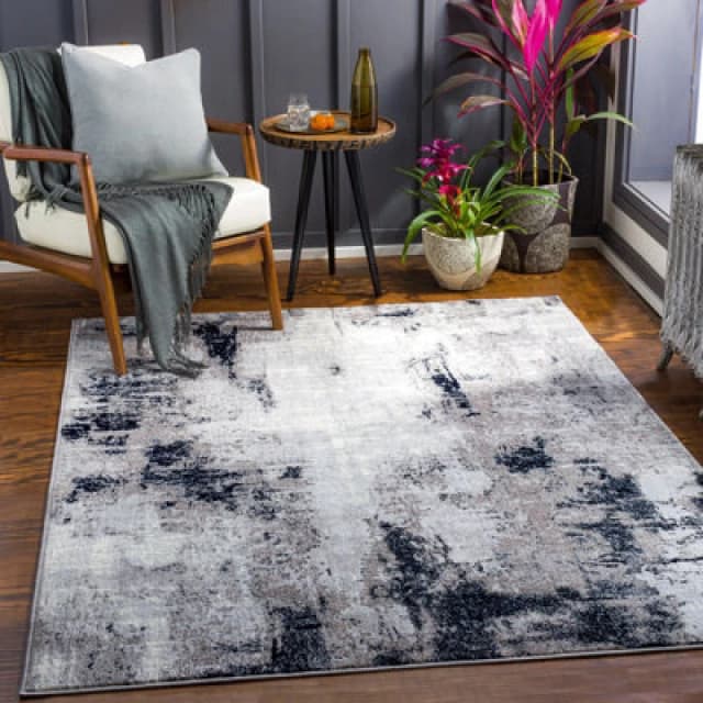 Livabliss Abstract Modern Marble Grey Giulia Area Rug 120 X 170 Cm - Easy Care, Non Shedding, Ideal For Living Room & Bedroom