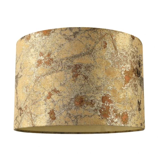 Happy Homewares Designer Textured Gold & Burnt Orange Jacquard Fabric Drum Lampshade Size: 12" Gold Unisex 12"
