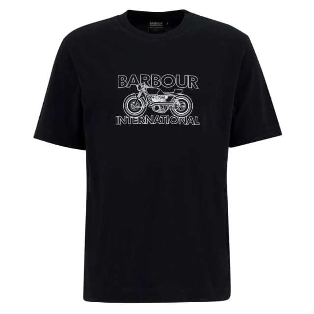 Barbour International Mens Cowl Motorbike Graphic T-Shirt Black BK11 male L