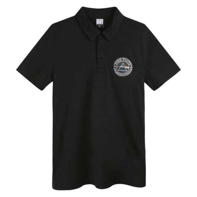 Amplified Mens Washed Slub Pink Floyd Polo Shirt in Black Size: Small Black Male S