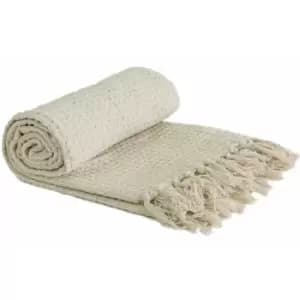 Throw Blanket Sofa Bed Throwover 100% Cotton Recycled Honeycomb Ivory 50x60"