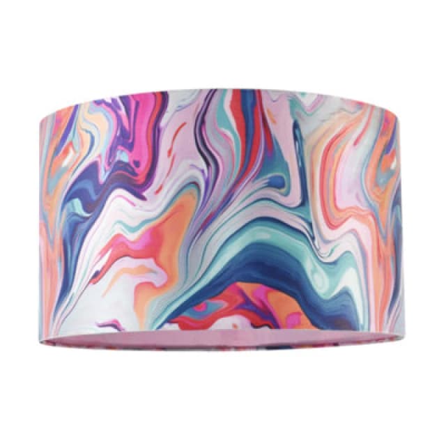 Happy Homewares Modern Chic Satin Fabric Lamp Shade With Colour Mix Marble Design