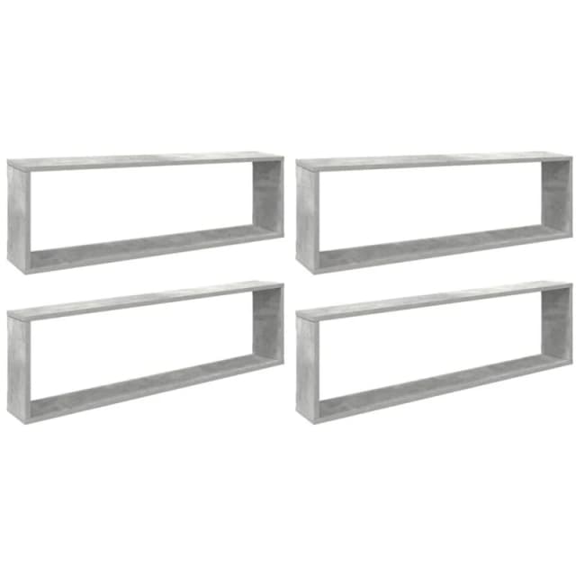VIDAXL Wall Cube Shelf 4 pcs Concrete Grey 100x15x30cm Engineered Wood Vidaxl 8720286595107