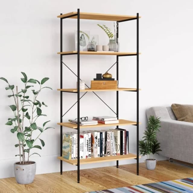 VIDAXL 5-Tier Shelving Unit Black and Oak 80x40x163cm Vidaxl 8720286563021