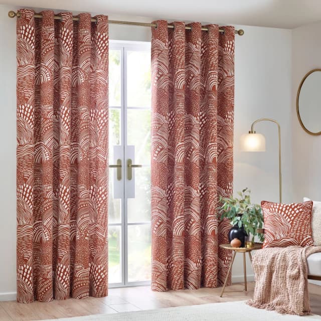 Nola Abstract Curtains Chestnut, Chestnut / 229 x 137cm