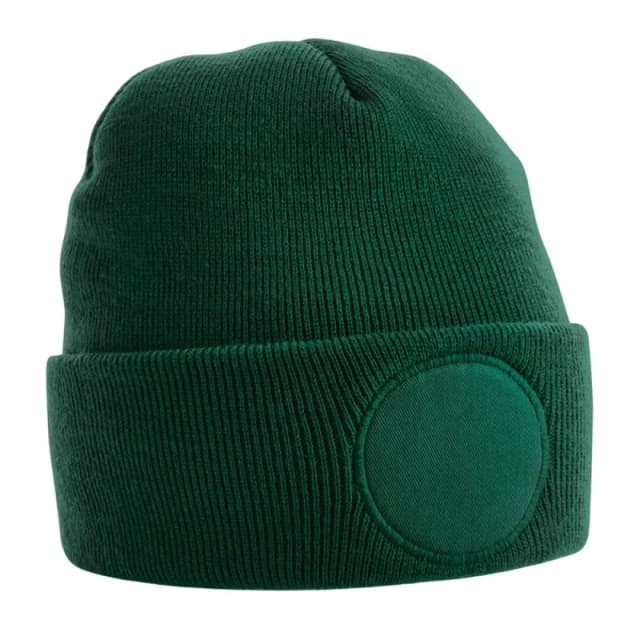 Beechfield Beechfield Men Circular Patch Beanie in Bottle Green Bottle Green One Size Male 5063425497904